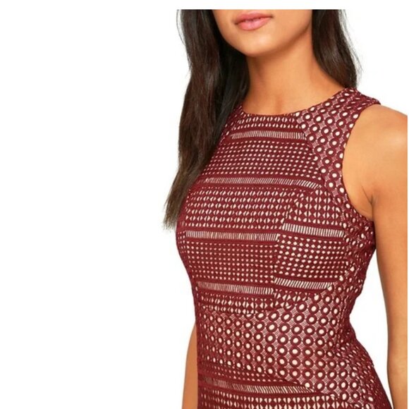 Keepsake Sweet Nothing Burgundy Lace Midi Dress Small - Picture 3 of 8